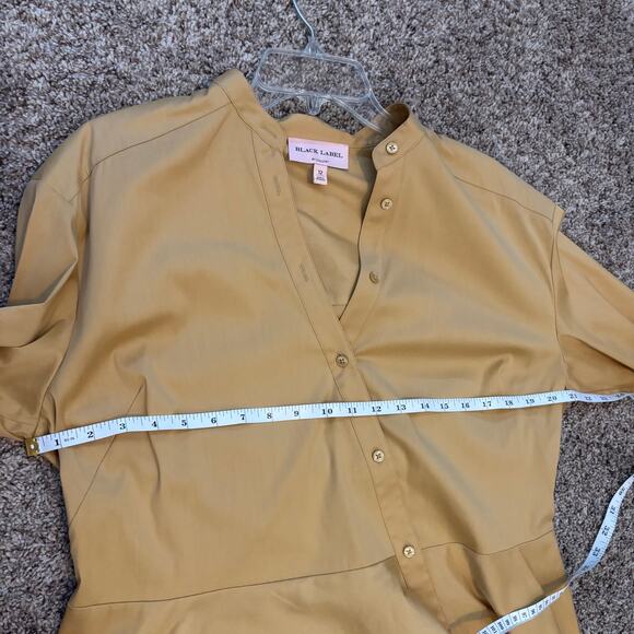 Chicos Black Label Poplin Peplum Button Down Shirt Yellow 12 Career Modern - Picture 9 of 9